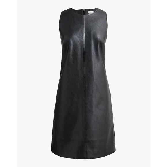 J.crew dress 14 black faux leather shift mini fall witchy goth vampire halloween - Picture 6 of 7